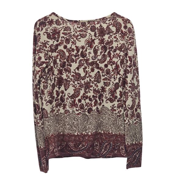 Vintage America Waffle Knit Top Style Lara Size S LS Paisley Boho Peasant - Picture 6 of 8